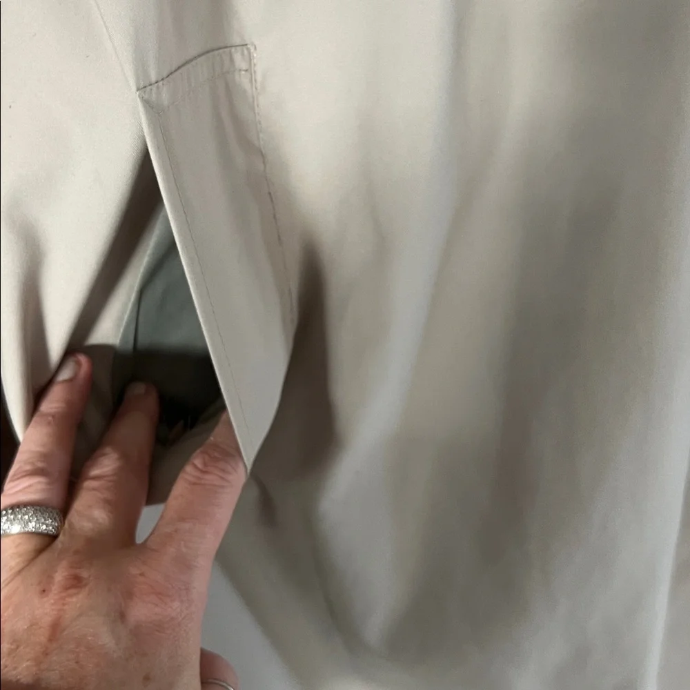 National Wildlife Federation Trench Coat Lined Embroidered Herons Tan Medium - Picture 5 of 12